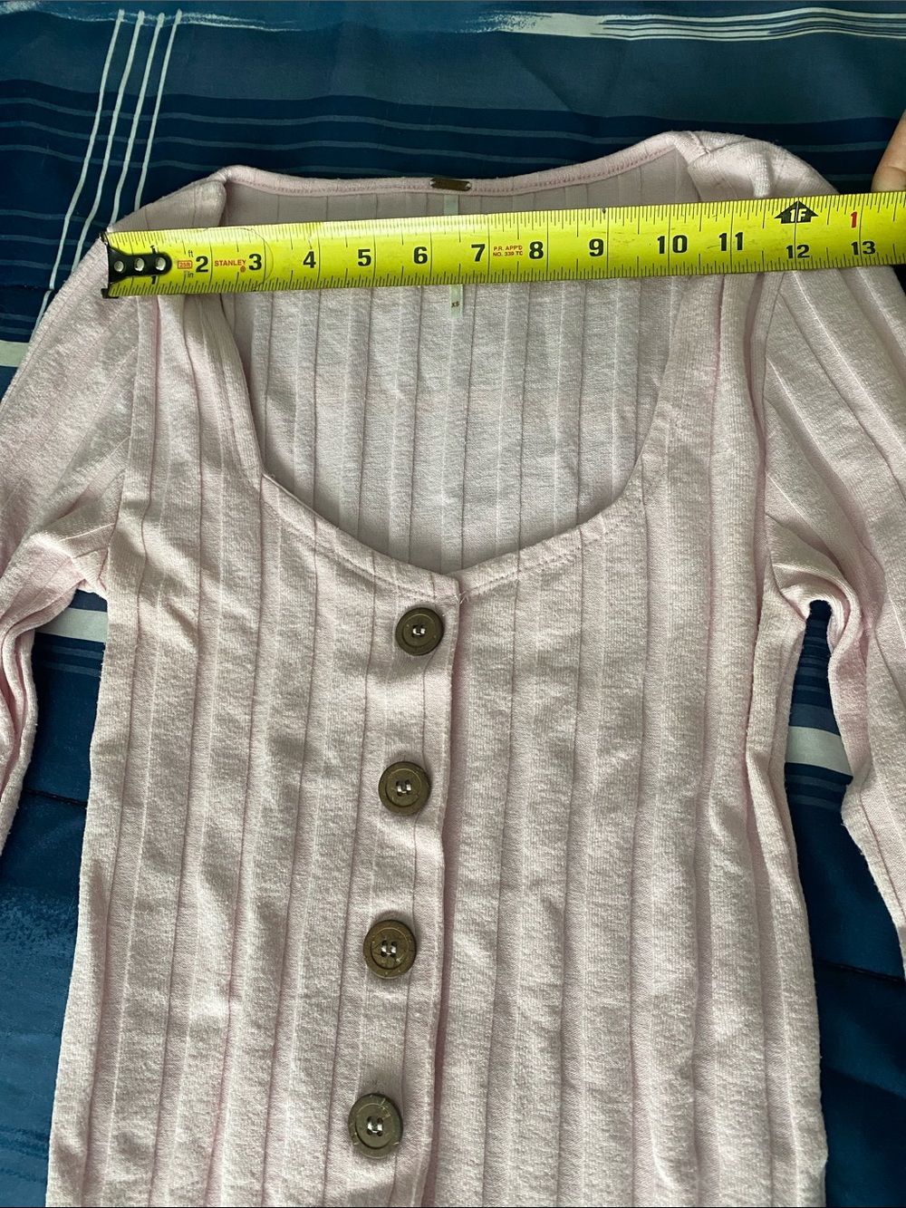Free People Pink Ribbed Button-Front Top - Picture 6 of 7
